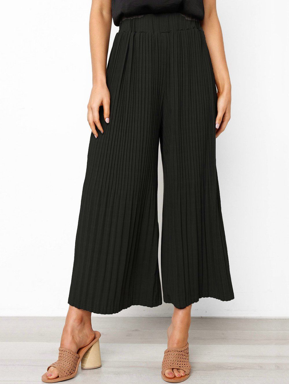 [42% OFF] Pleated High Rise Wide Leg Pants | Rosegal