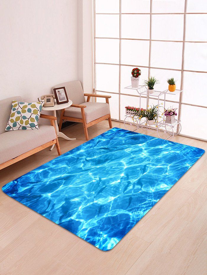 

Lake Wave Pattern Print Floor Mat, Dodger blue