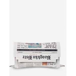 

Newspaper Pattern Small Shoulder Bag, White
