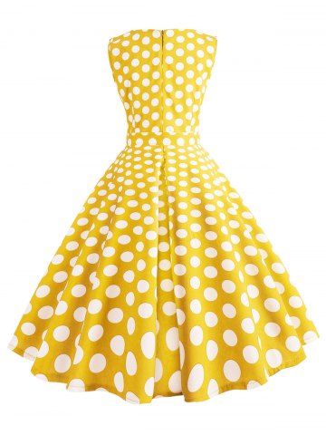 

Mesh Panel Polka Dot A Line Dress, Bee yellow