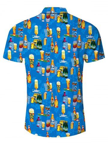 

Beer Printed Casual Short Sleeves Shirt, Dodger blue