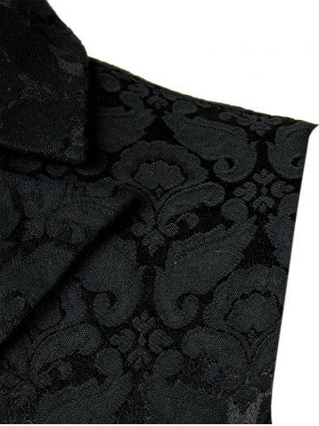 

Double Button Decoration Printed Waistcoat, Black