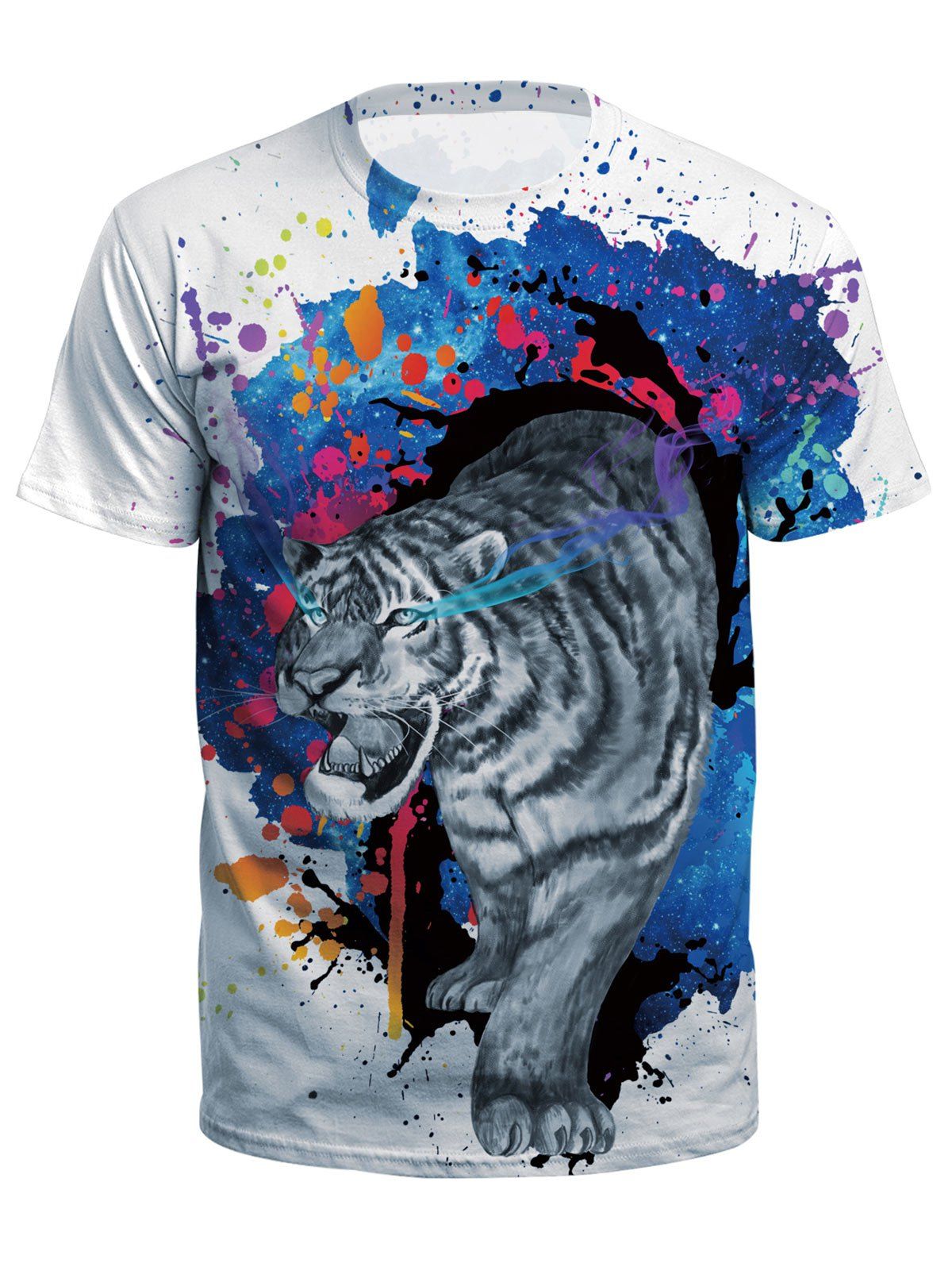 

Tiger Printed Casual Short Sleeves T-shirt, White