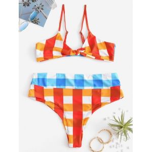 

Knotted Plus Size Bikini Set, Multi
