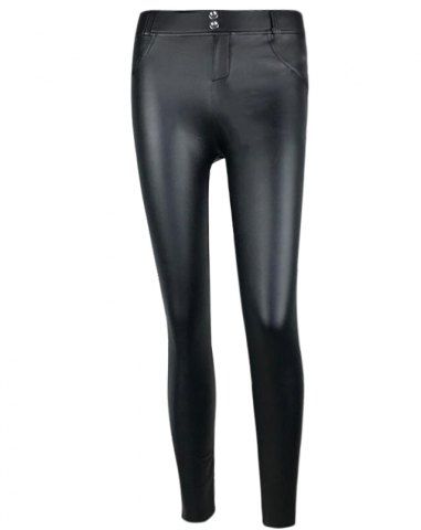 

Faux Leather High Waist Pants, Black