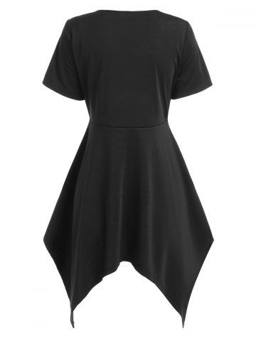 

Bowknot Embellished Plus Size Square Neck T-shirt, Black