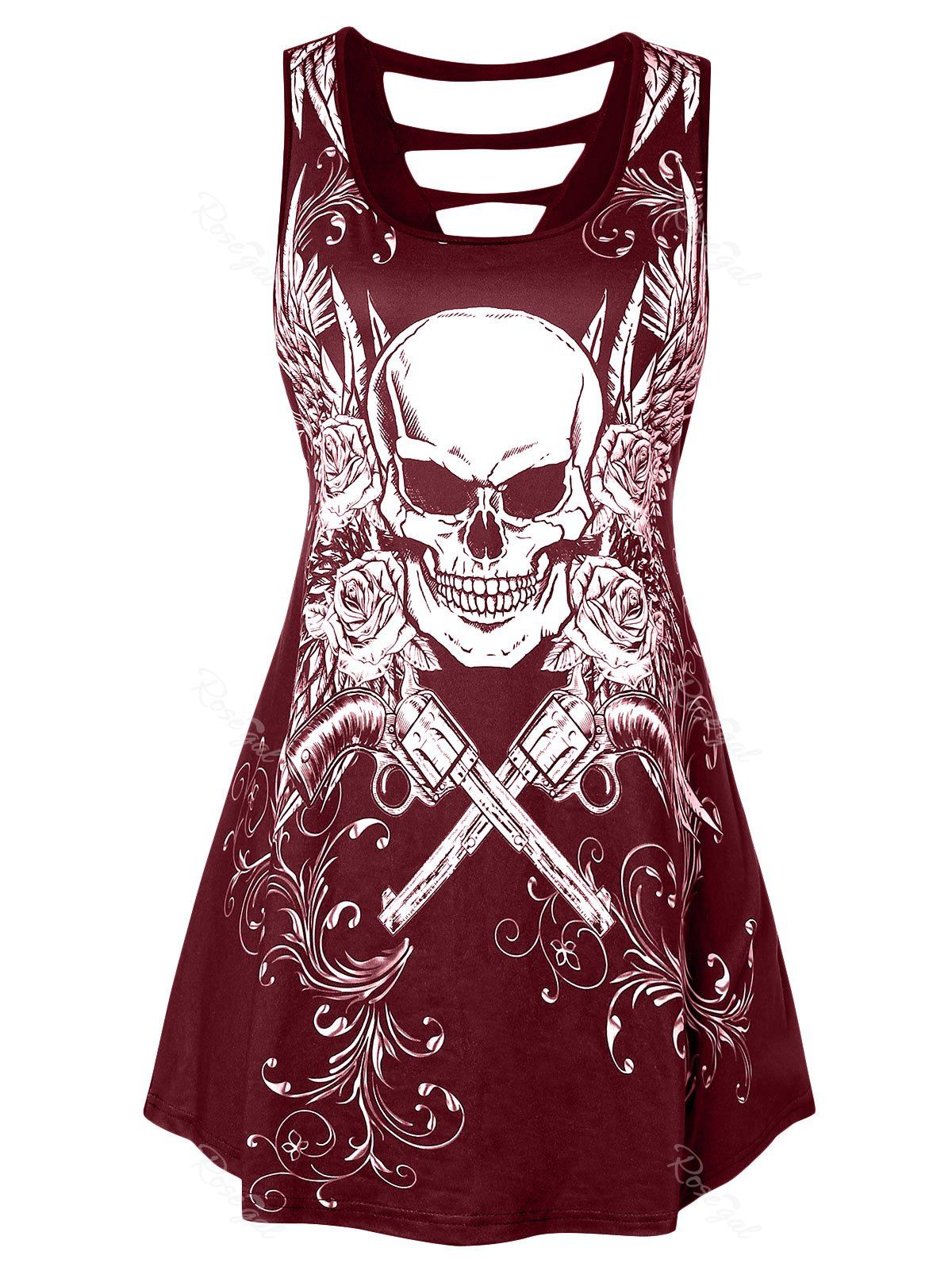 

Plus Size Lattice Cut Out Tank Top, Red wine