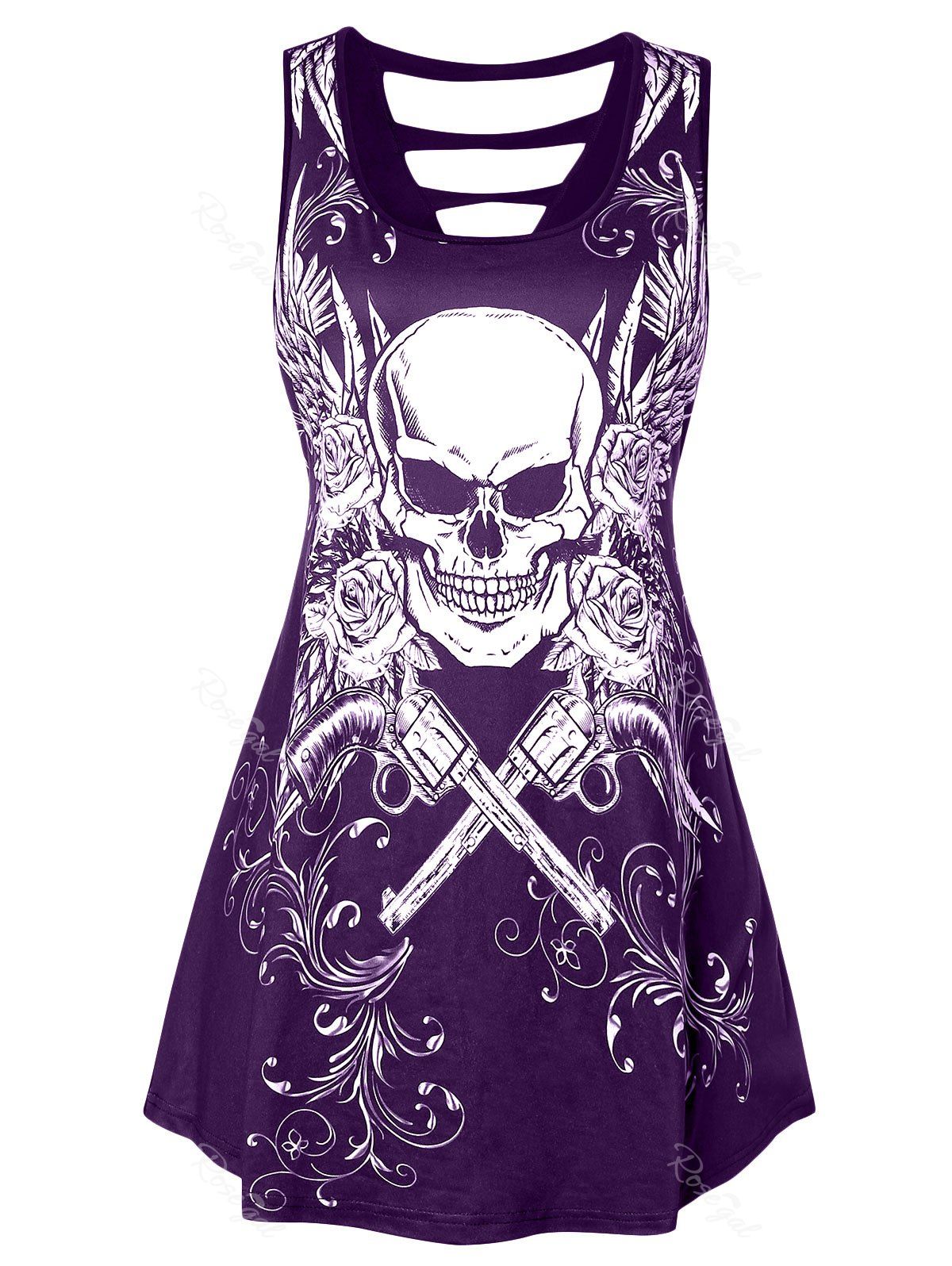 

Plus Size Lattice Cut Out Tank Top, Purple iris