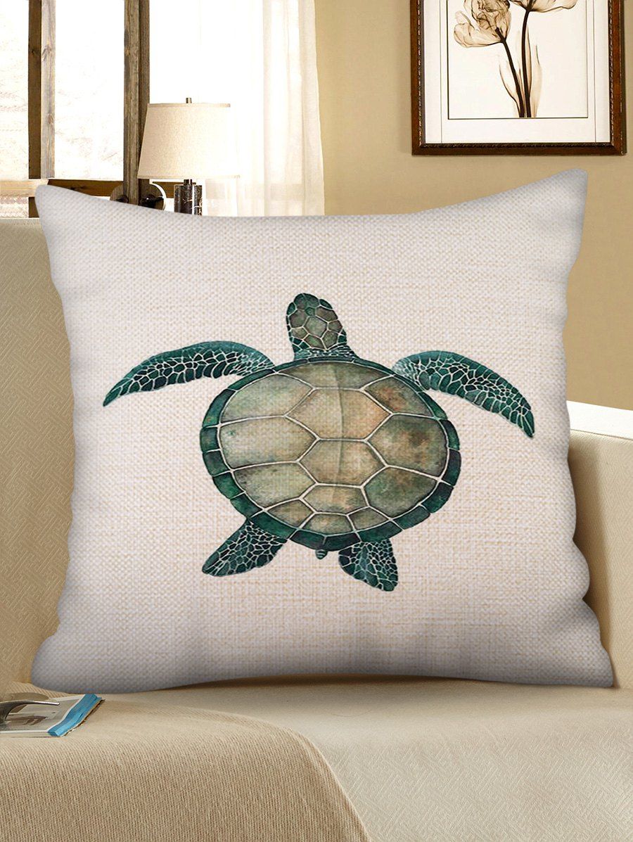 

Turtle Print Decorative Linen Pillowcase, Multi