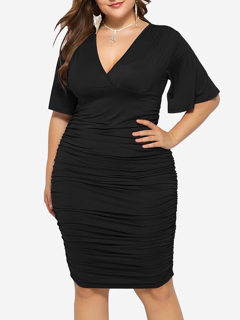 plus size ruched bodycon dress