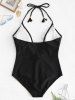 Open Back Plus Size Applique Swimwear -  