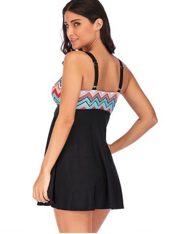 

Zig Zag Skirted Tankini Set, Black