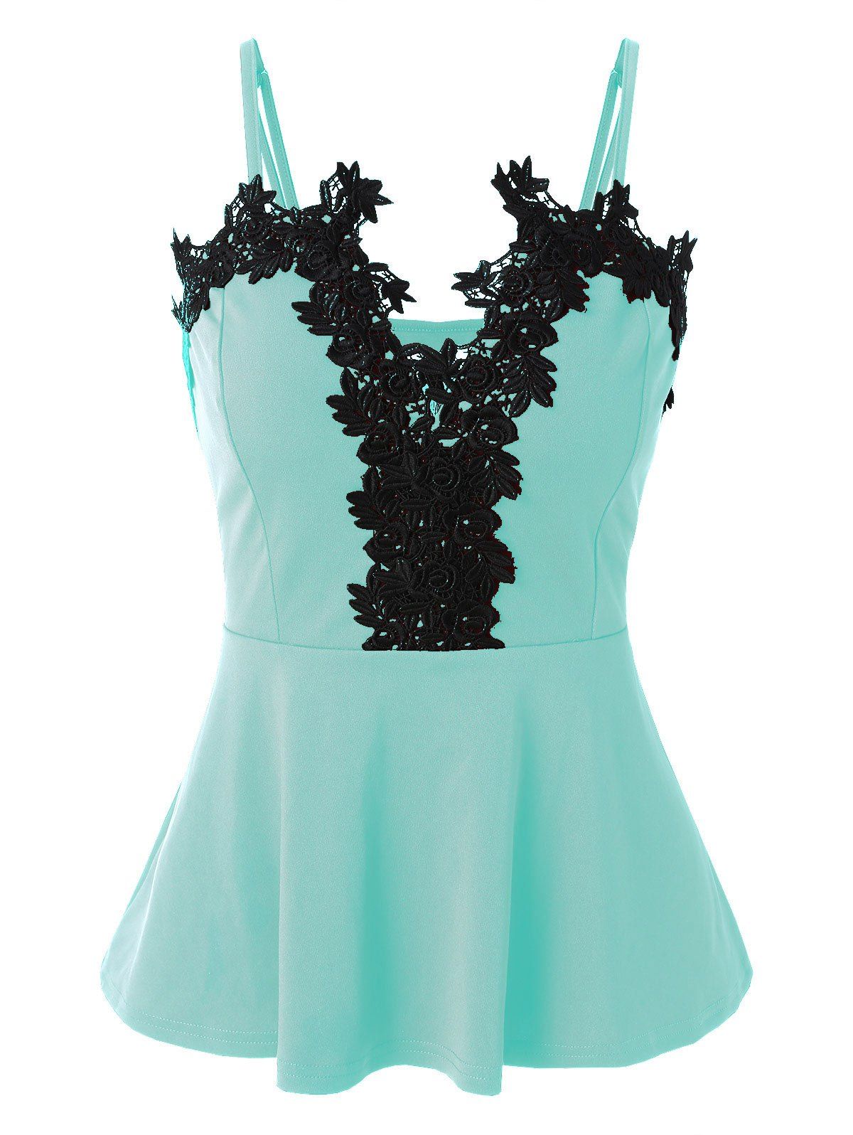 

Peplum Spaghetti Strap Tank Top, Mint green