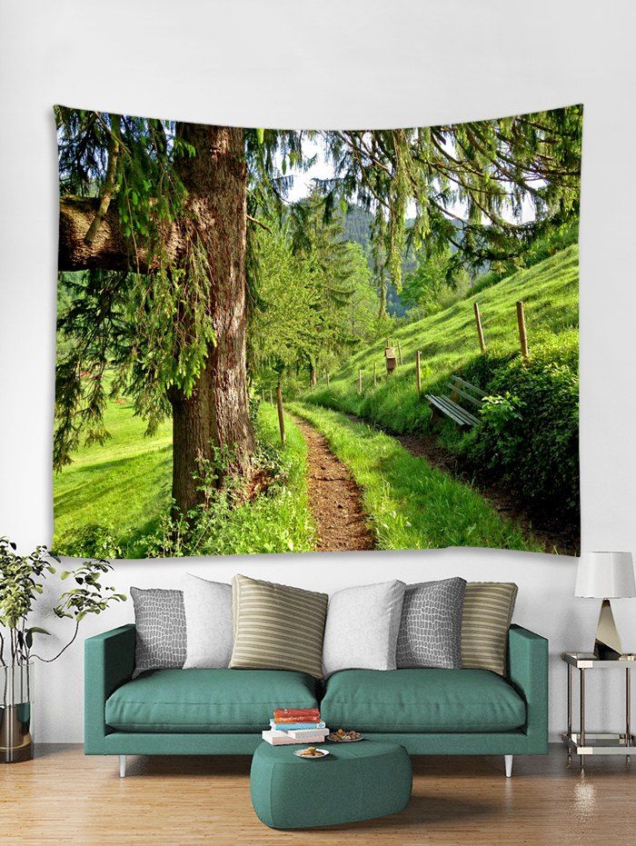 

Countryside Trail Print Tapestry Wall Hanging Art Decoration, Medium spring green