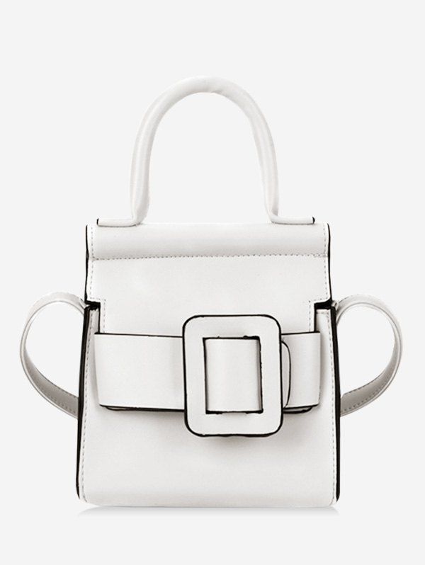

Leather Buckle Design Shoulder Bag, White