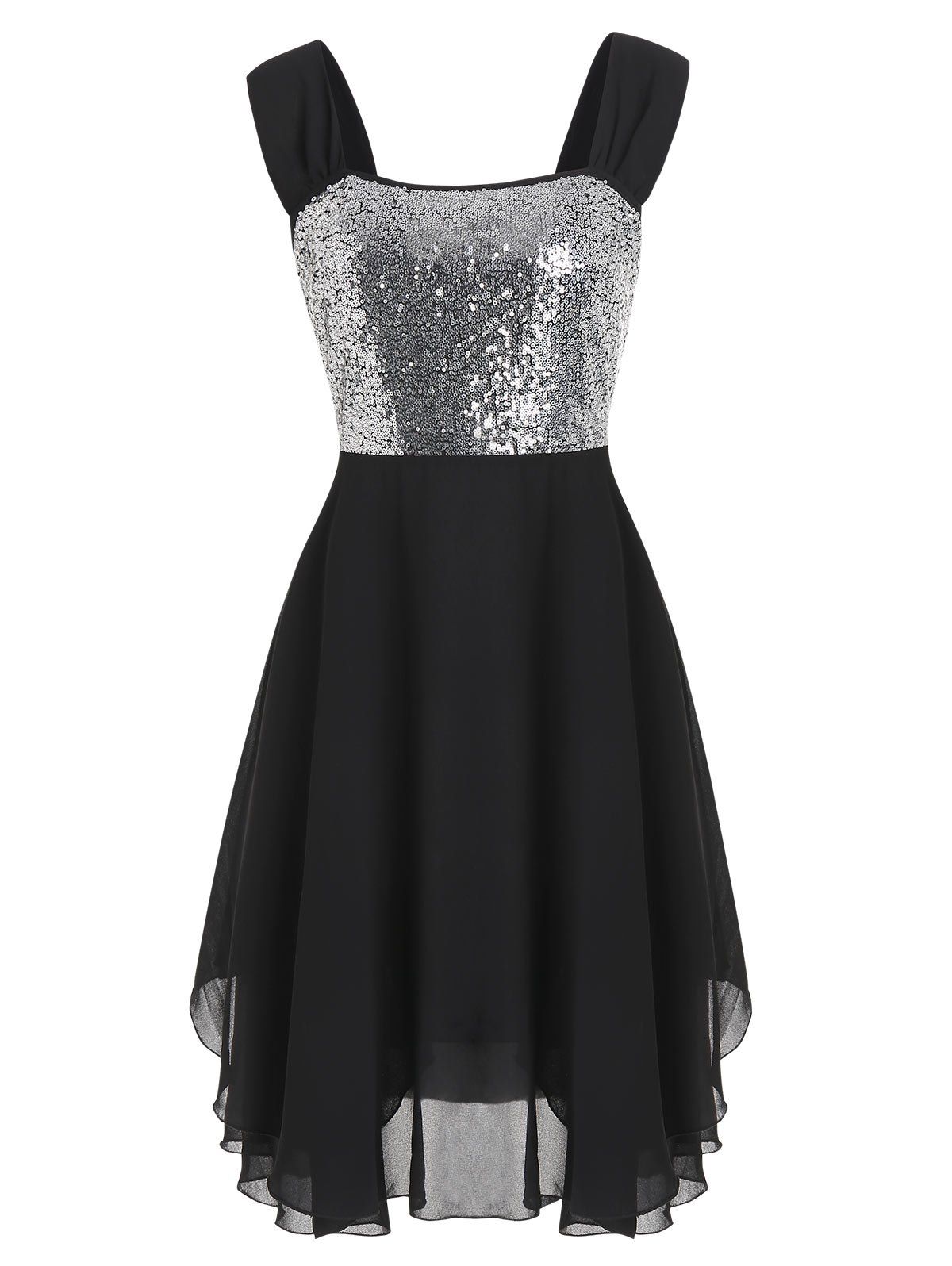 

Glitter Tiered Mini Dress, Black