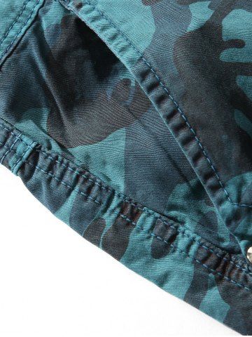 

Camouflage Print Multi Pockets Cargo Shorts, Peacock blue