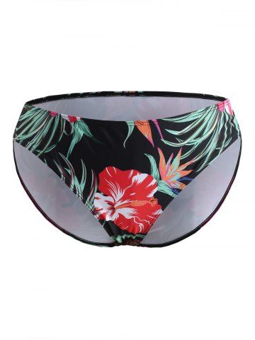 

Plus Size Criss Cross Floral Print Padded Tankini Set, Black