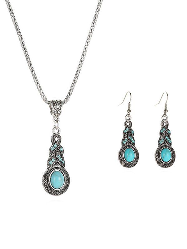 

Alloy Faux Turquoise Jewelry Sets, Silver