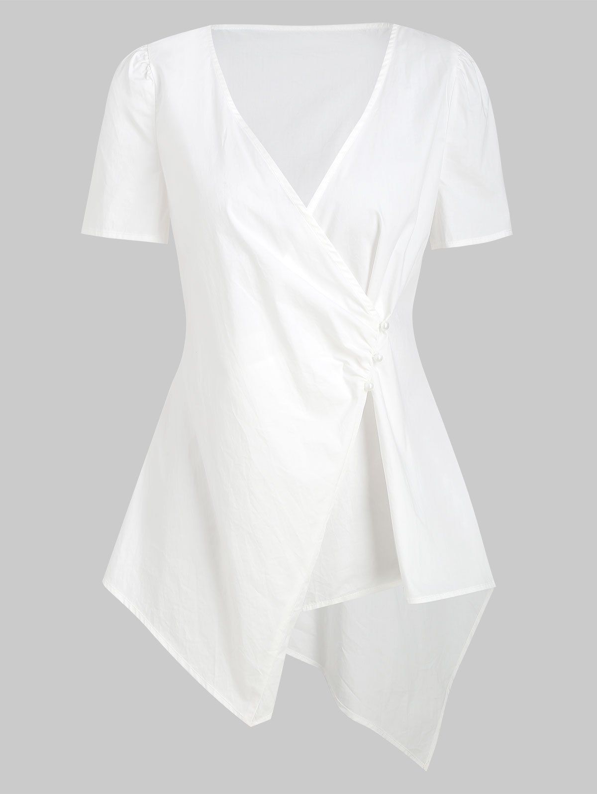 

Asymmetric V Neck Shirt, White
