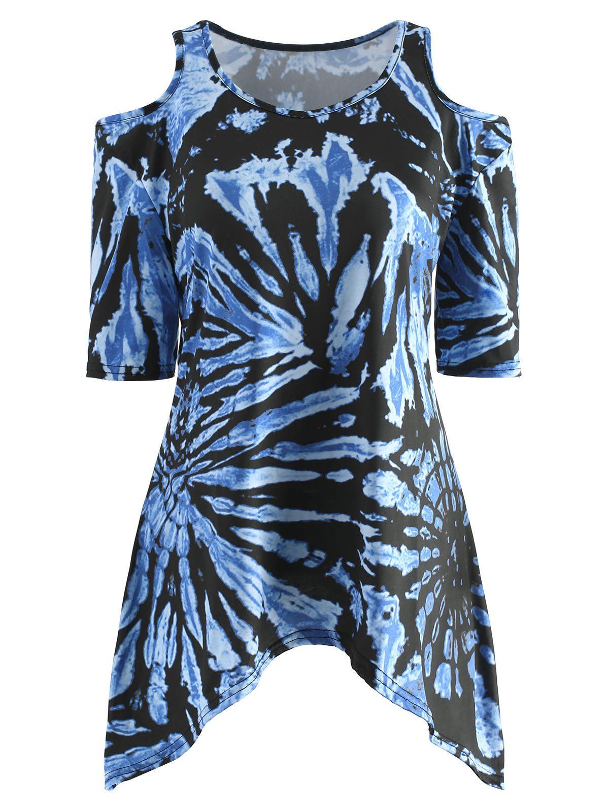 

Cold Shoulder Tie Dye Blouse, Blue