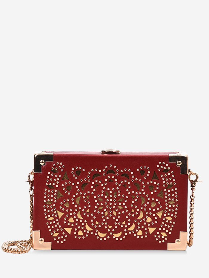 

Hollow Out Design Crossbody Bag, Red wine