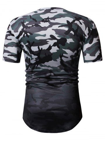 

Short Sleeves Ombre Camouflage Print T-shirt, Gray cloud