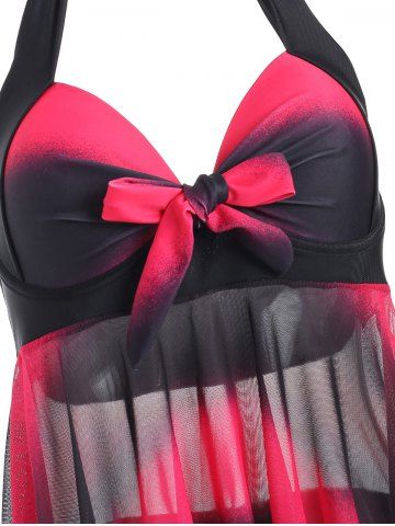 

Asymmetric Ombre Color Tankini Set, Multi