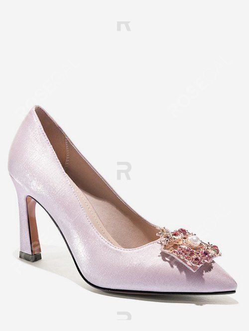 

Dragon Phoenix Buckle Satin Pumps, White