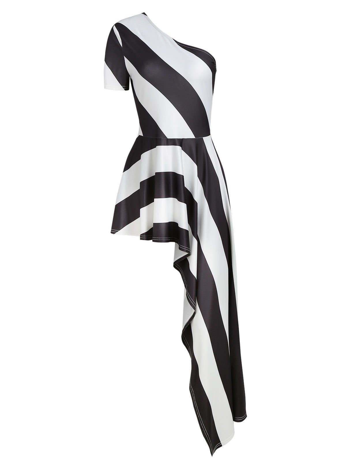 

Two Tone Asymmetrical One Shoulder Dress, White