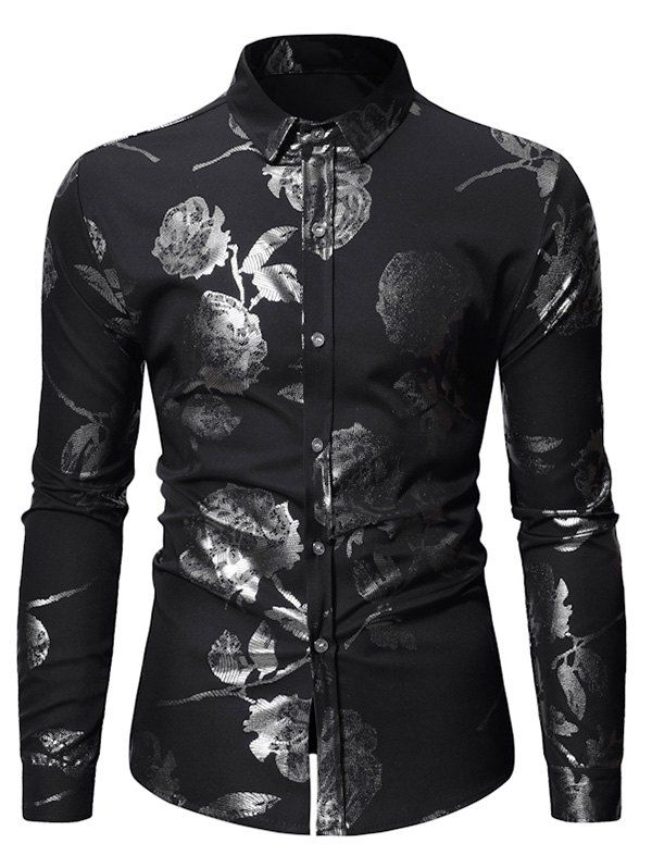 

Floral Printed Full Sleeves Shirt, Black