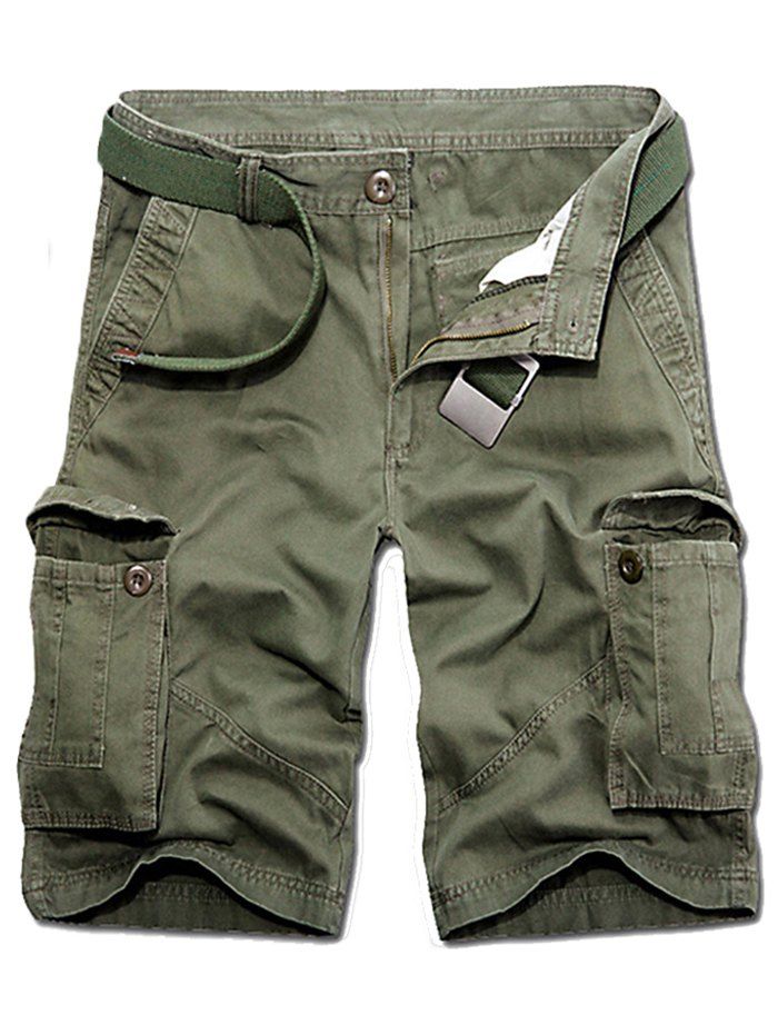 

Solid Multi Pockets Cargo Shorts, Army green