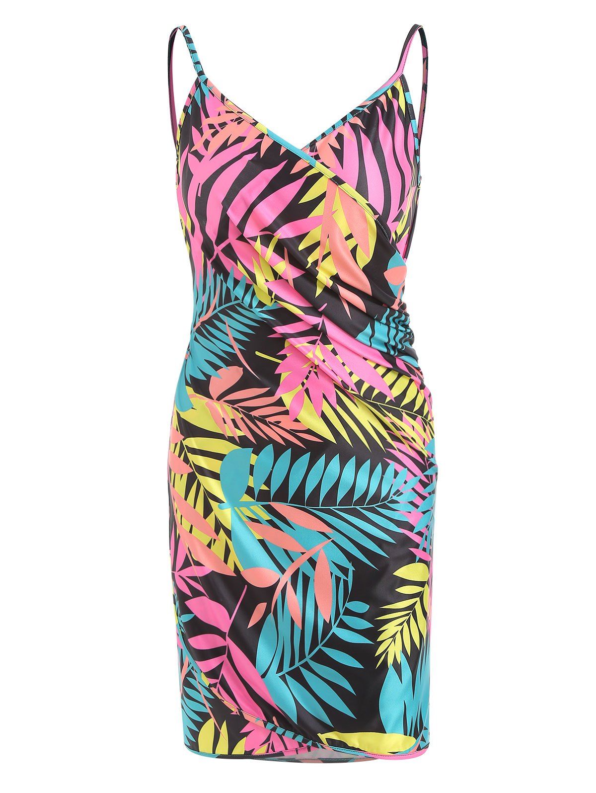 

Spaghetti Strap Leaves Print Cover Up, Multi