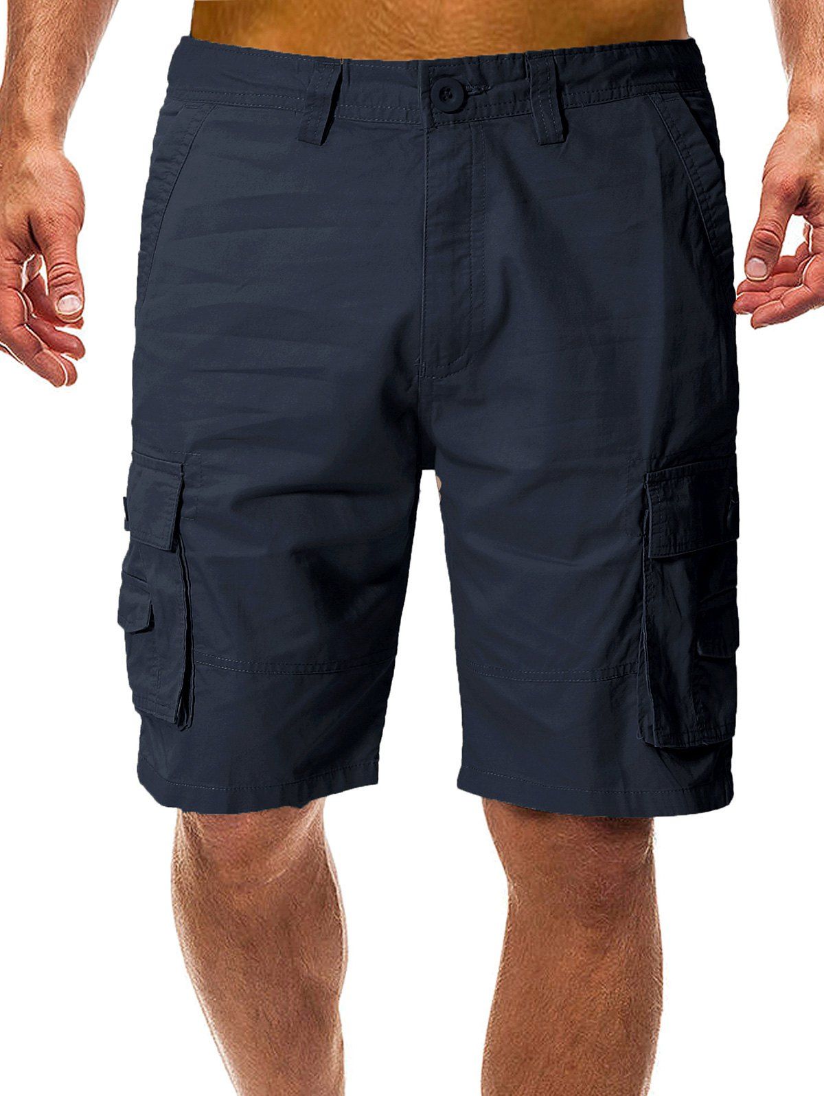 

Flap Pockets Casual Cargo Shorts, Dark slate blue