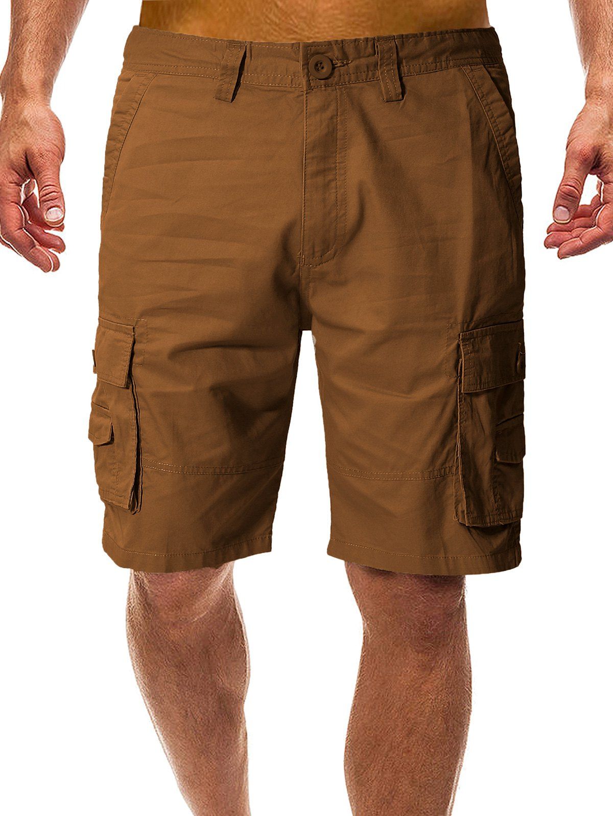 

Flap Pockets Casual Cargo Shorts, Tiger orange