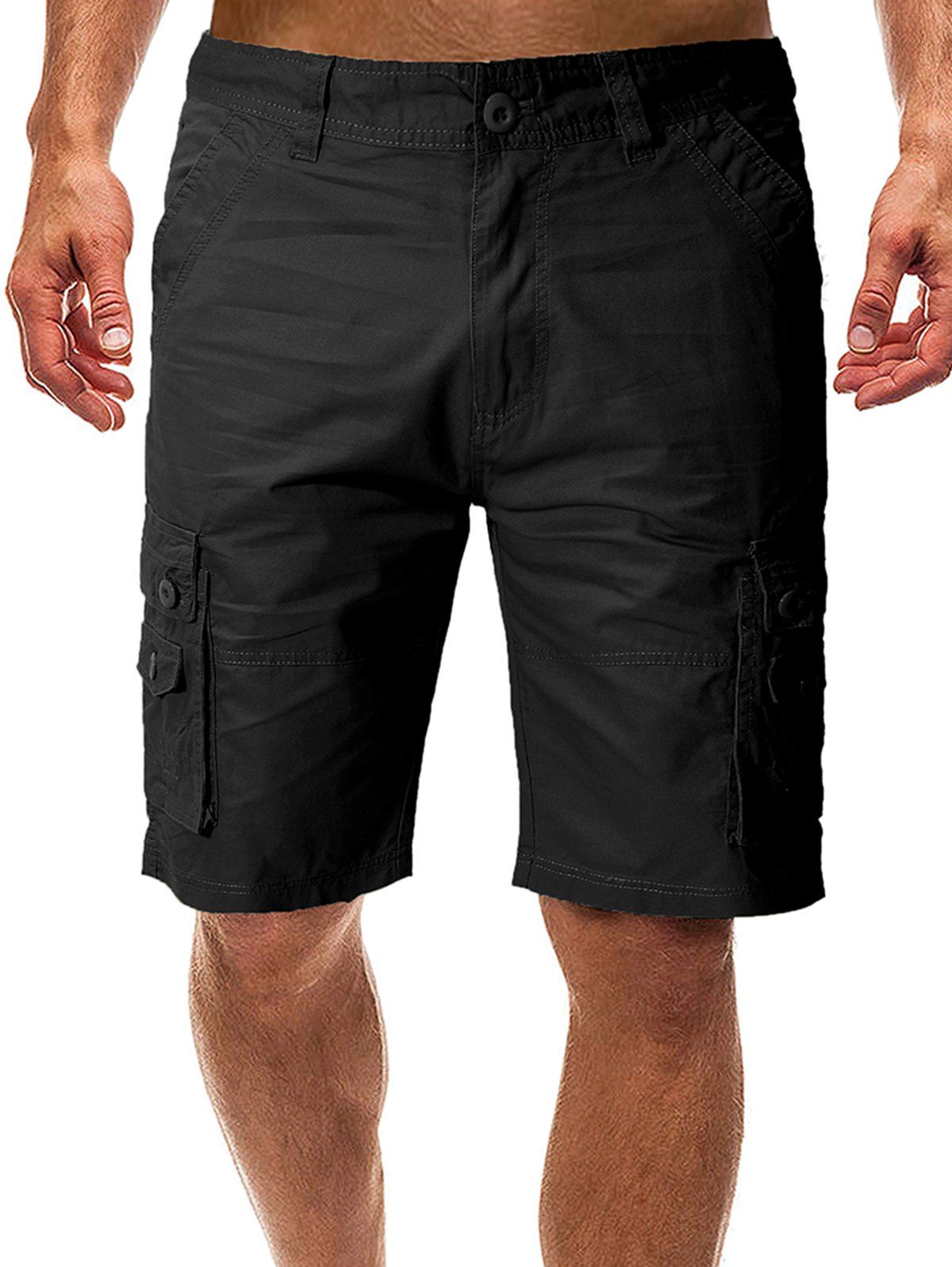 

Multi Pockets Straight Cargo Shorts, Black