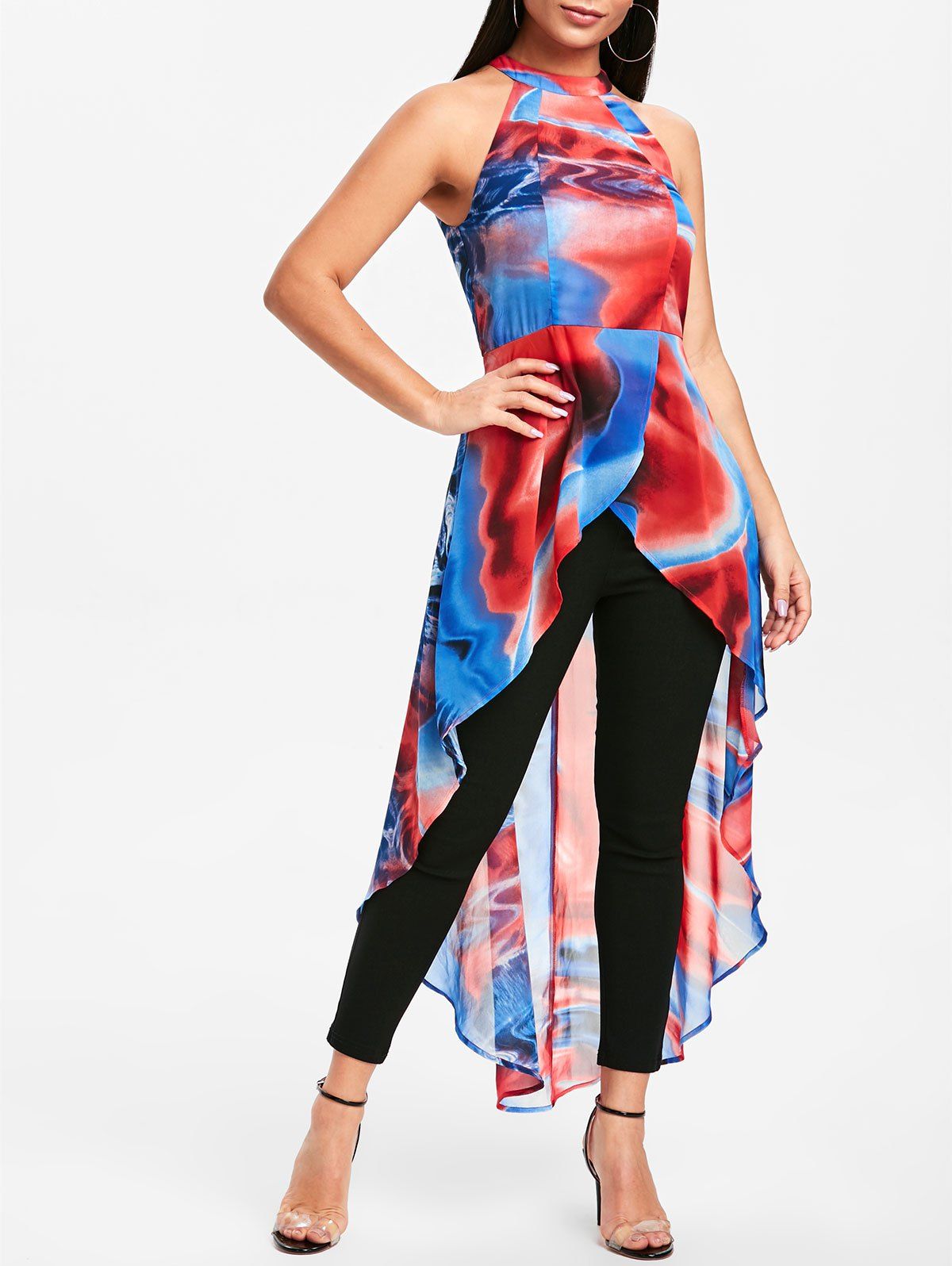 

Printed High Low Hem Top, Multi
