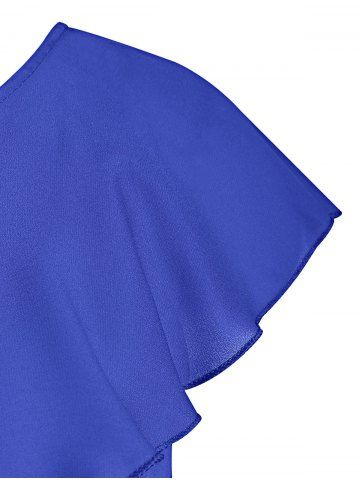 

One Shoulder Flounce Chiffon Jumpsuit, Cadetblue