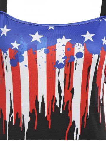 

American Flag Plus Size Cold Shoulder Tunic, Black