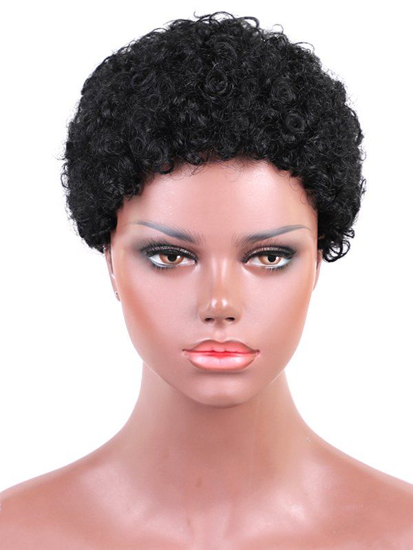 48 Off Short Jerry Curly Human Hair Wig Rosegal 