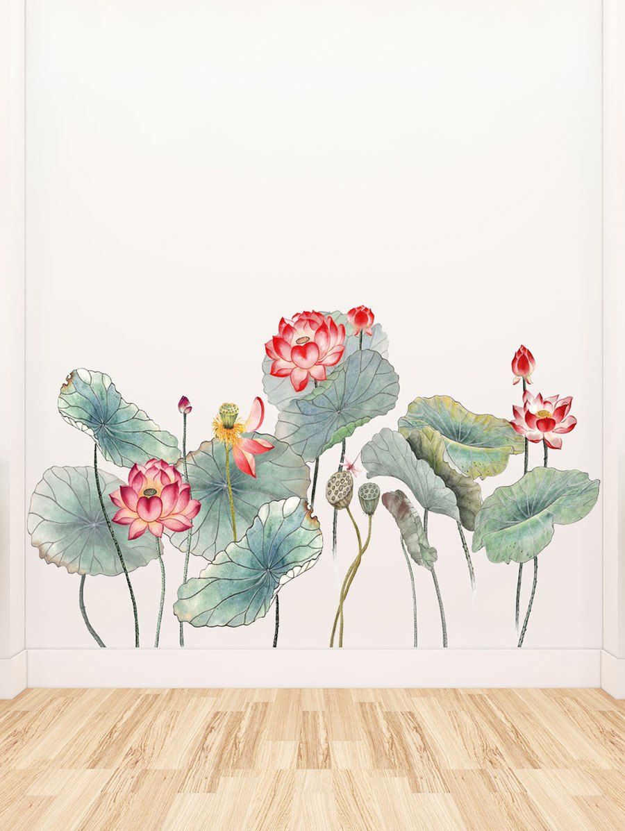

Lotus Flowers Print Wall Art Stickers, Multi