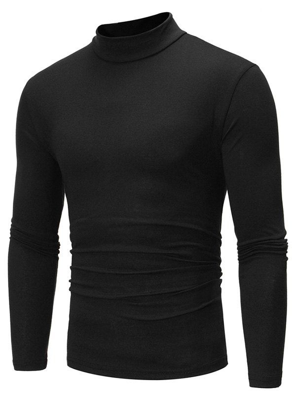 

Pure Color Long Sleeves Slim Fit T-shirt, Black
