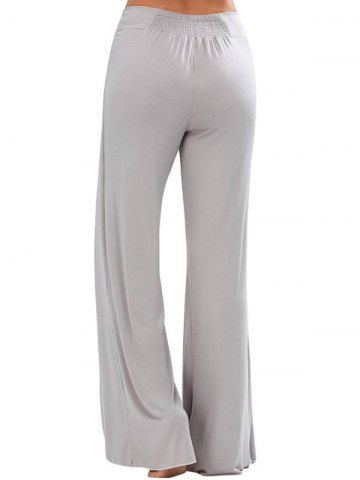 

Elastic Waist Front Slit Wide Leg Pants, Gray