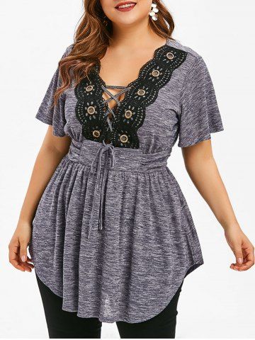 lace up shirts plus size