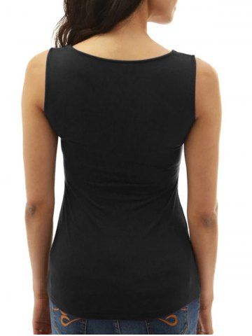 

Half Zip Sweetheart Neck Tank Top, Black