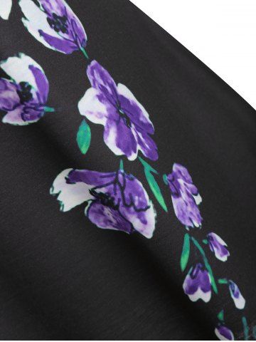 Floral Print Longline Tank Top, Dark orchid