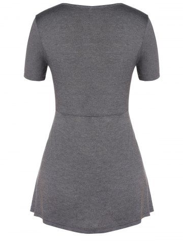 

Plus Size Twist Lace Panel T Shirt, Gray