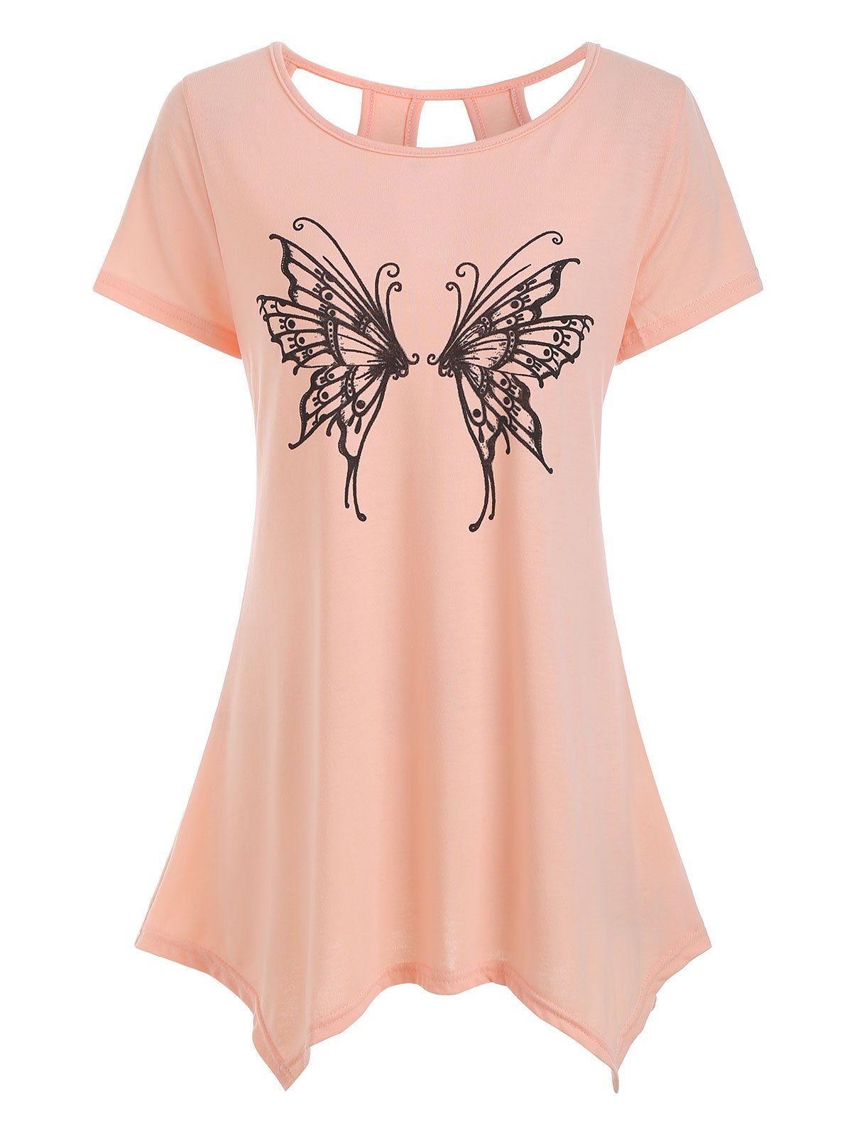 

Cut Out Butterfly Graphic Longline Tee, Orange pink