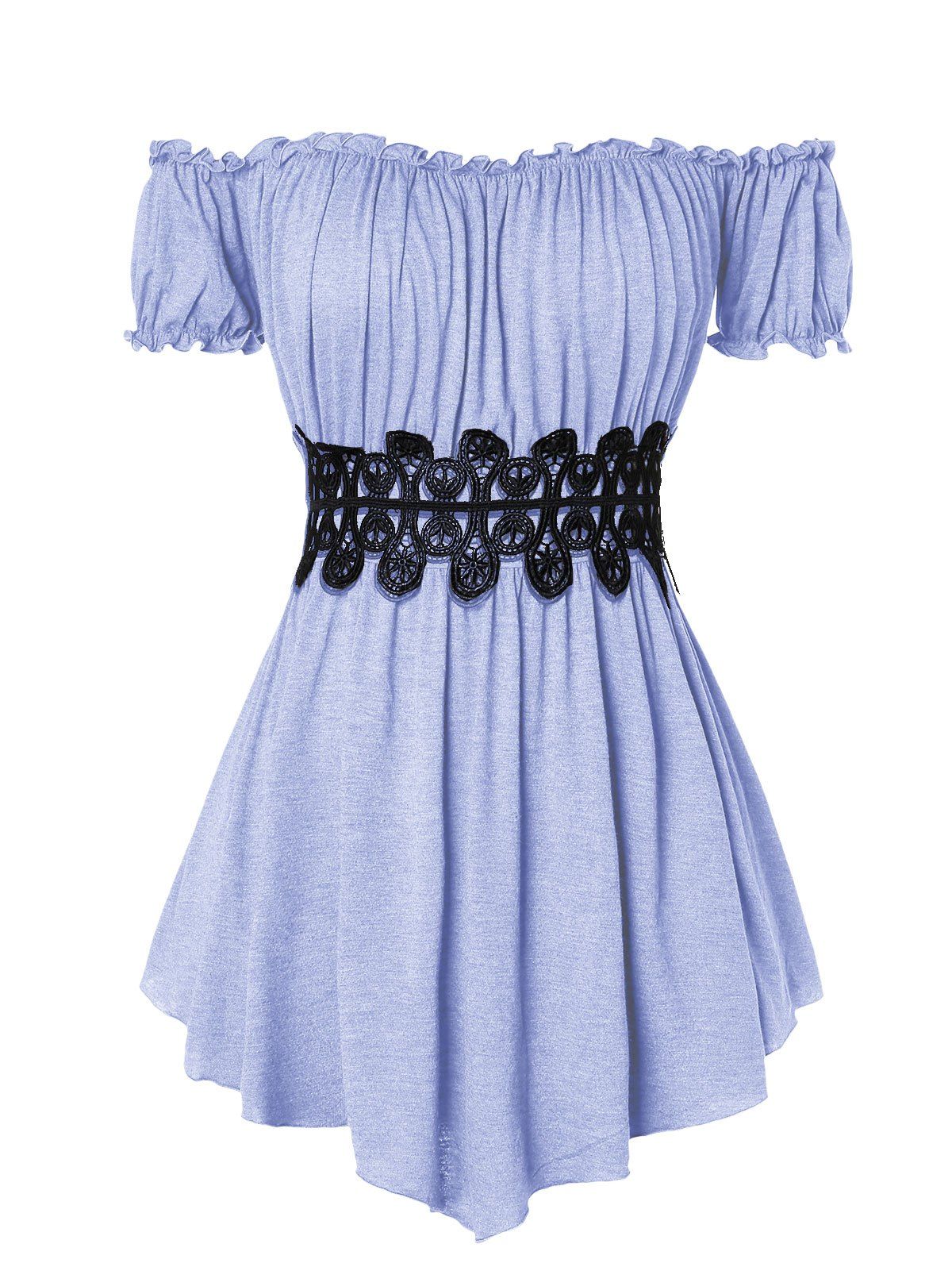 

Plus Size Off The Shoulder Pleated T Shirt, Purple mimosa