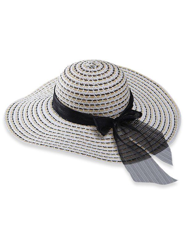 

Ribbon Bow Straw Sun Hat, Black
